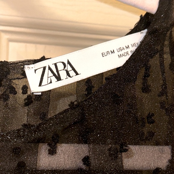 Zara Sheer Black Polka Dot Puff Sleeve Dress.
Size M. - Picture 6 of 13